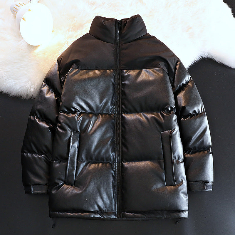 Unisex Padded Oversize Quilted Jacket with Stand-up Collar and Concealed Zipper Chichicherry