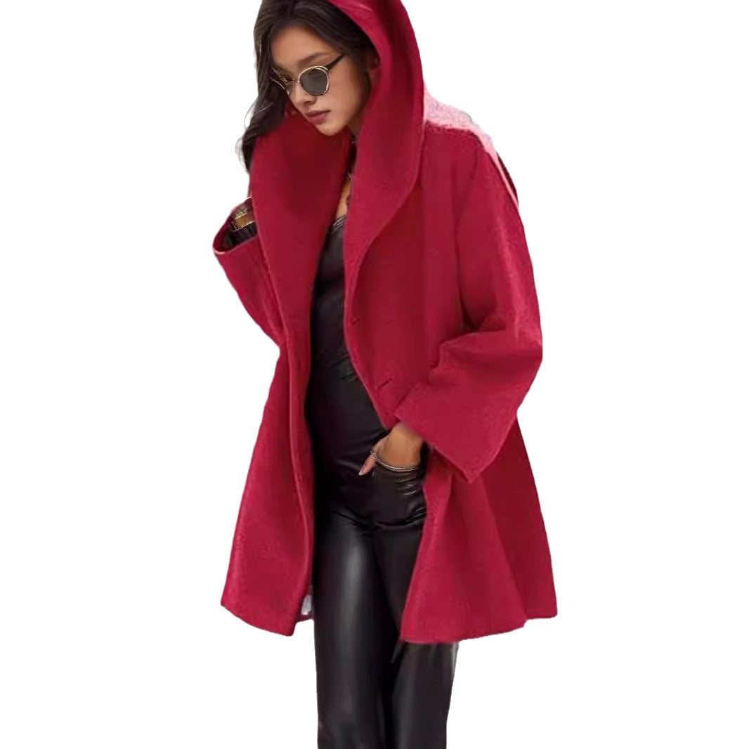 Women's Hooded Teddy Coat in Oversized A-Line Cut with Dropped Shoulders Chichicherry
