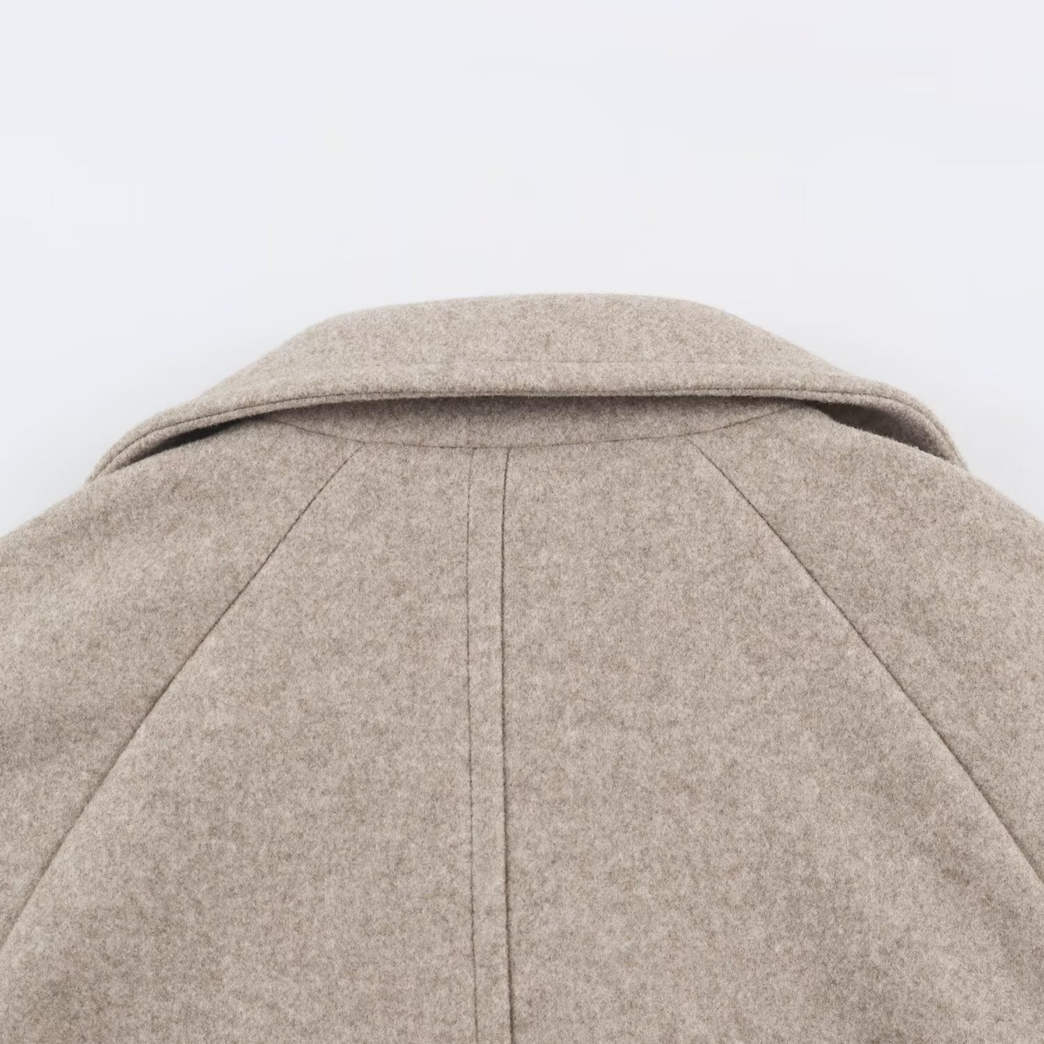 Women Mid-Length Wool Blend Double-Breasted Coat with Wide Lapels and Side Pockets Chichicherry