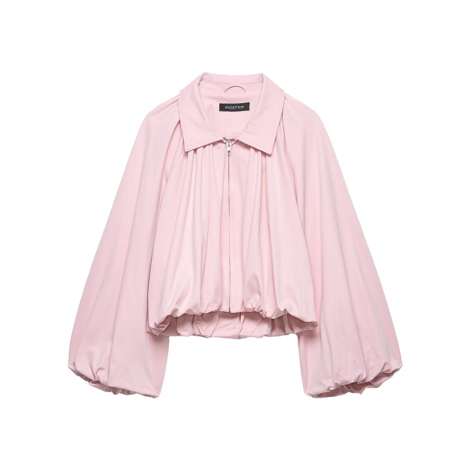 Women's Short Oversized Bomber Jacket with Voluminous Sleeves and Elastic Chichicherry
