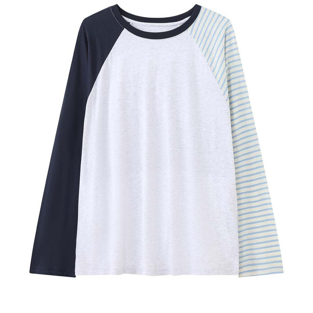 Women Raglan Long Sleeve Shirt with Contrasting Sleeves Chichicherry