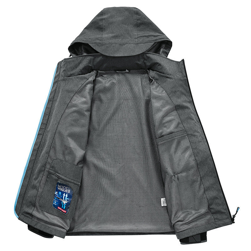Men's Weather-Resistant Softshell Outdoor Jacket with Hood, High Collar, and Welded Seams Chichicherry