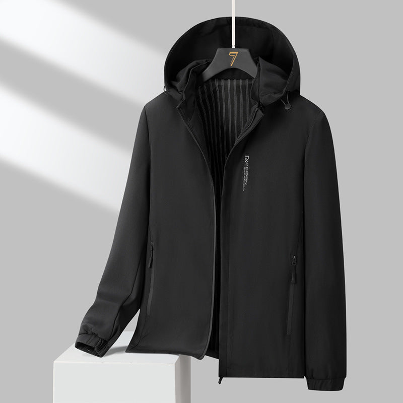Men's Minimalistic Hooded Softshell Jacket with Sealed Zippers and Elastic Cuffs Chichicherry