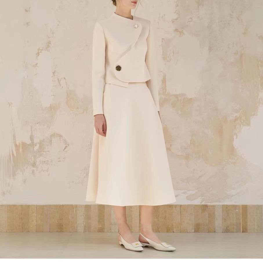 Ladies Elegant cropped blazer jacket with asymmetric cut Chichicherry