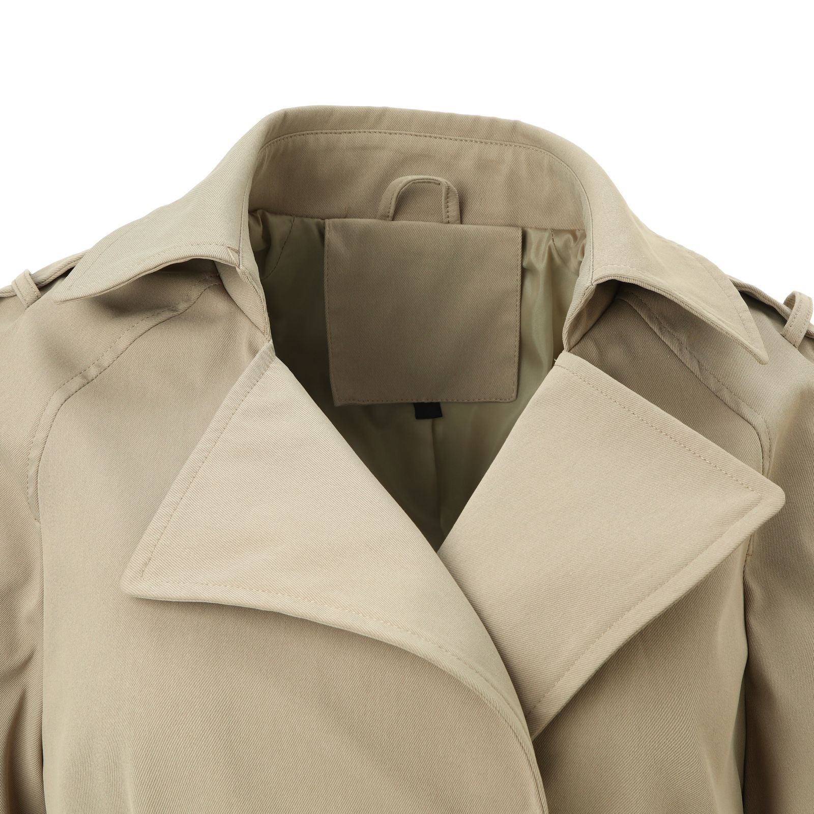 Women Tailored Trench Coat with Tied Belt, Shoulder Tabs and Metal Ring Details Chichicherry
