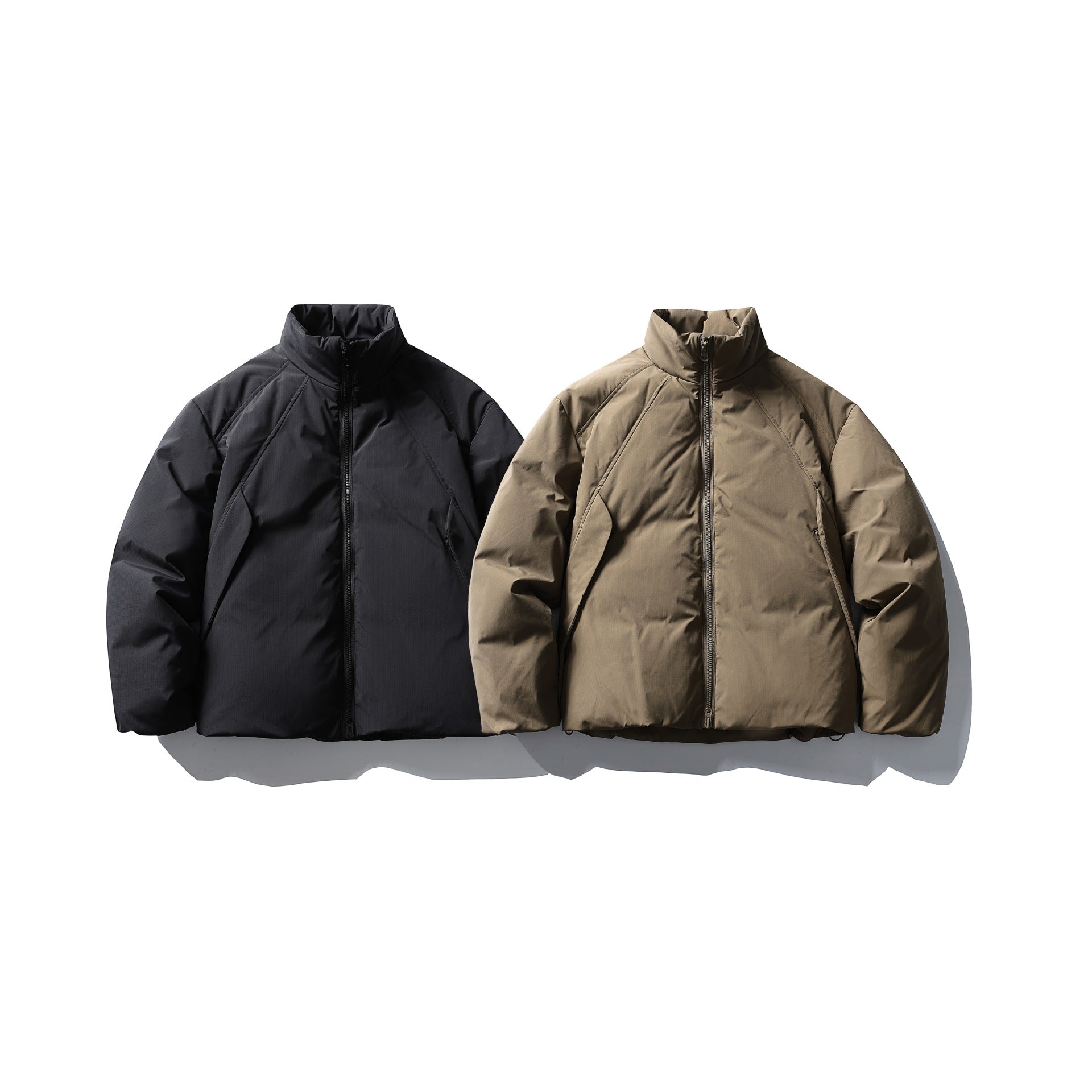 Men's Boxy Thermal Insulation Jacket with High Stand Collar and Minimalist Outer Shell Chichicherry