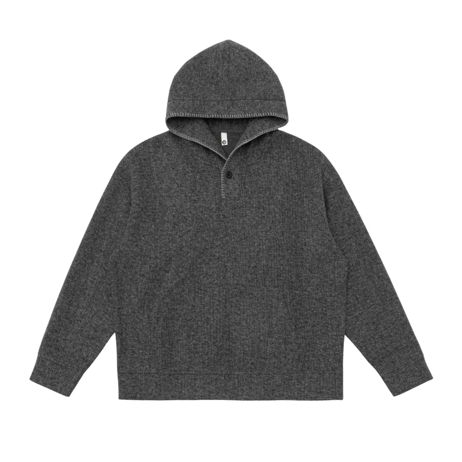 Unisex hoodie made of wool fleece with half button placket and kangaroo pocket Chichicherry