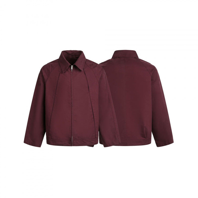 Men's Boxy Zip Jacket with Raglan Sleeves and Distinctive Seams Chichicherry