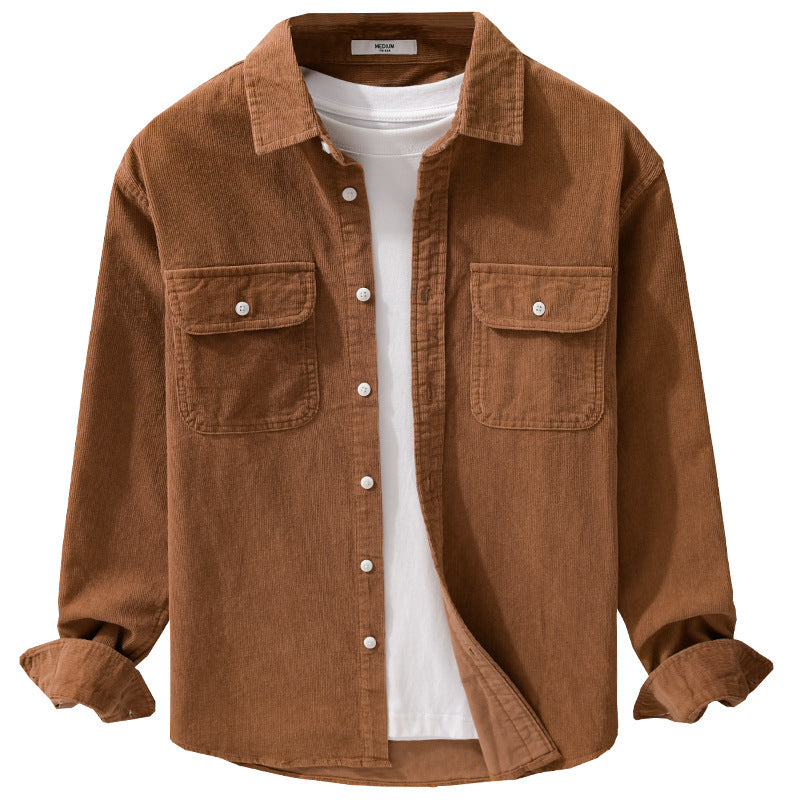 Men's cord overshirt in relaxed fit with patch chest pockets and soft touch Chichicherry