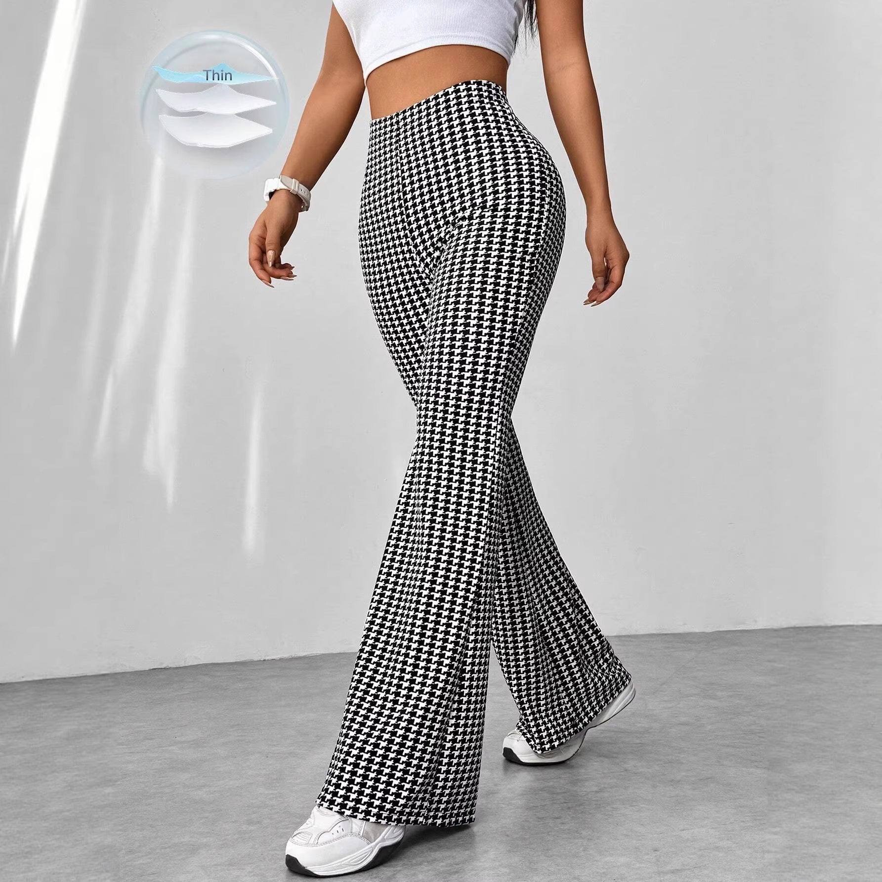 Ladies' Stretch Flared Pants with High Waist and Wide Leg Chichicherry