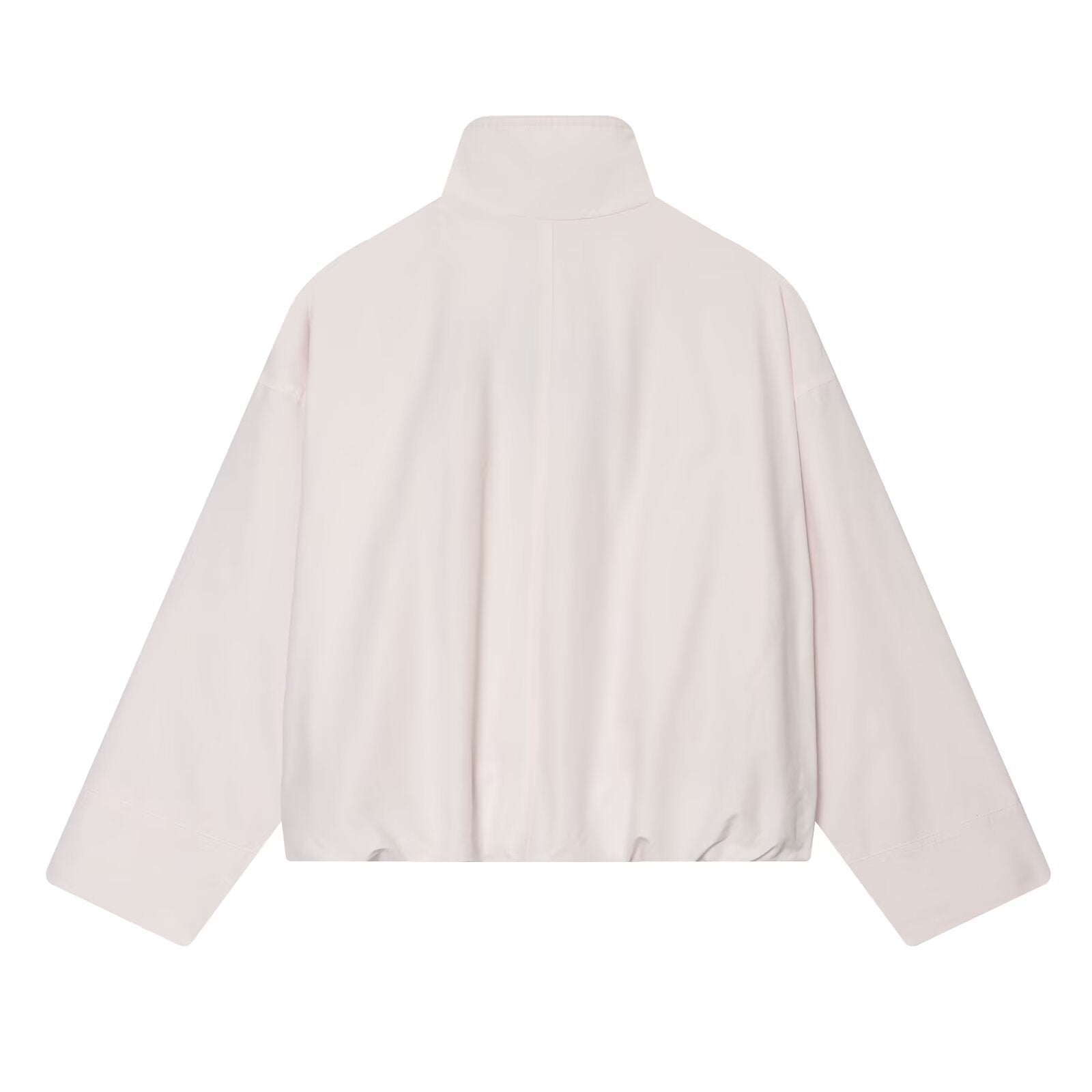 Women Cropped Boxy Transitional Jacket with High Funnel Neck and Two-Way Zipper Chichicherry