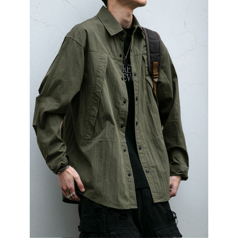 Herren Technisches Field-Overshirt im Utility-Look mit Druckknopfleiste und kastiger Passform Chichicherry
