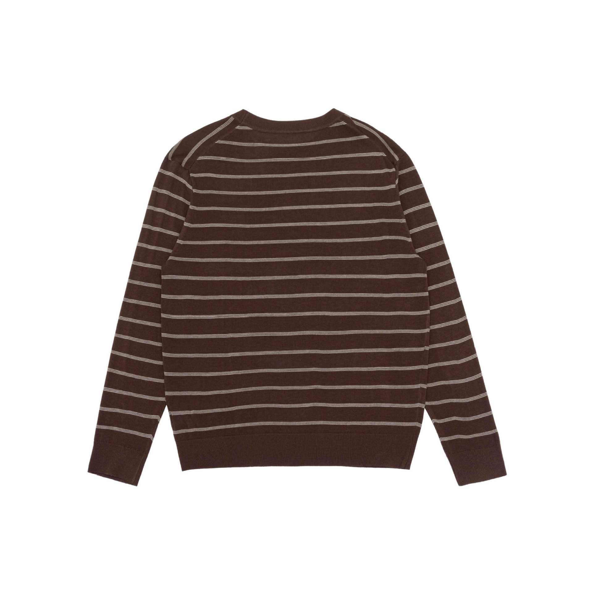 Unisex Striped Fine Knit Crew Neck Sweater made of Cotton Blend Chichicherry