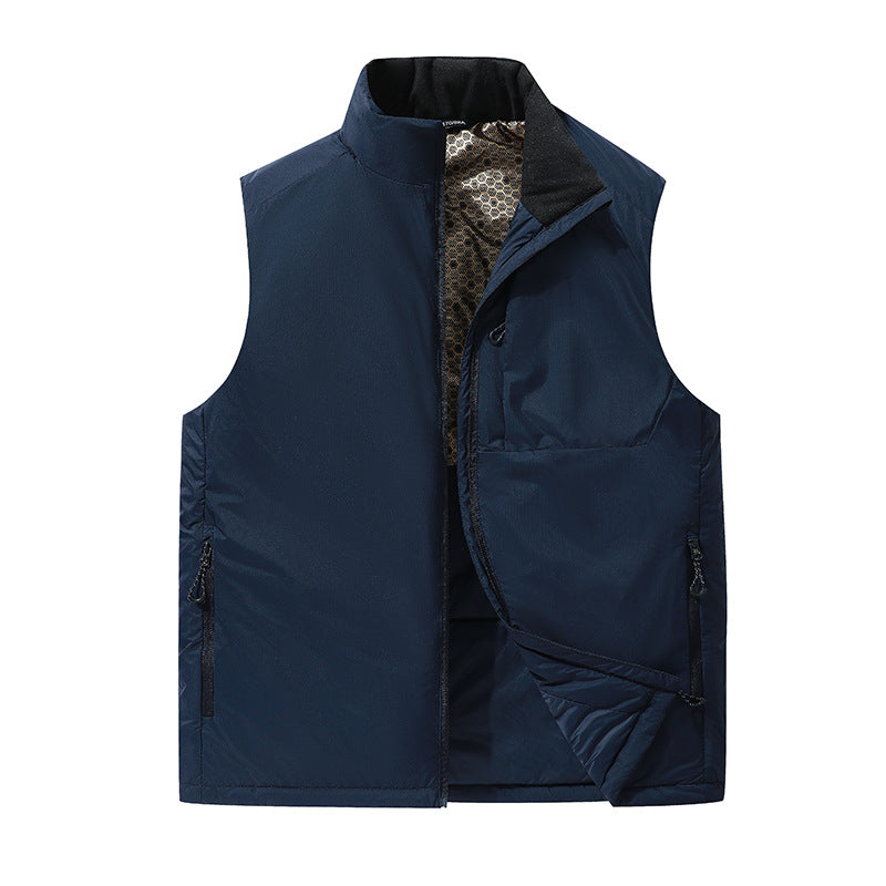 Men's Padded Outdoor Vest with Stand-Up Collar, Multifunctional Pockets and Lightweight Thermal Lining Chichicherry