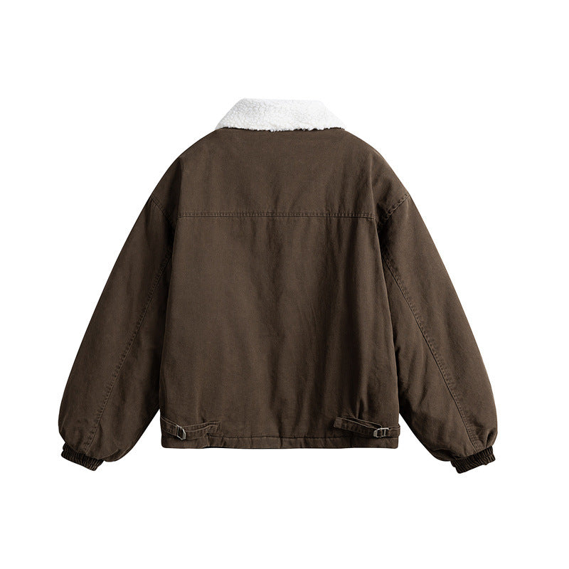 Men's short-cut canvas blouson with teddy collar and padded thermal lining Chichicherry
