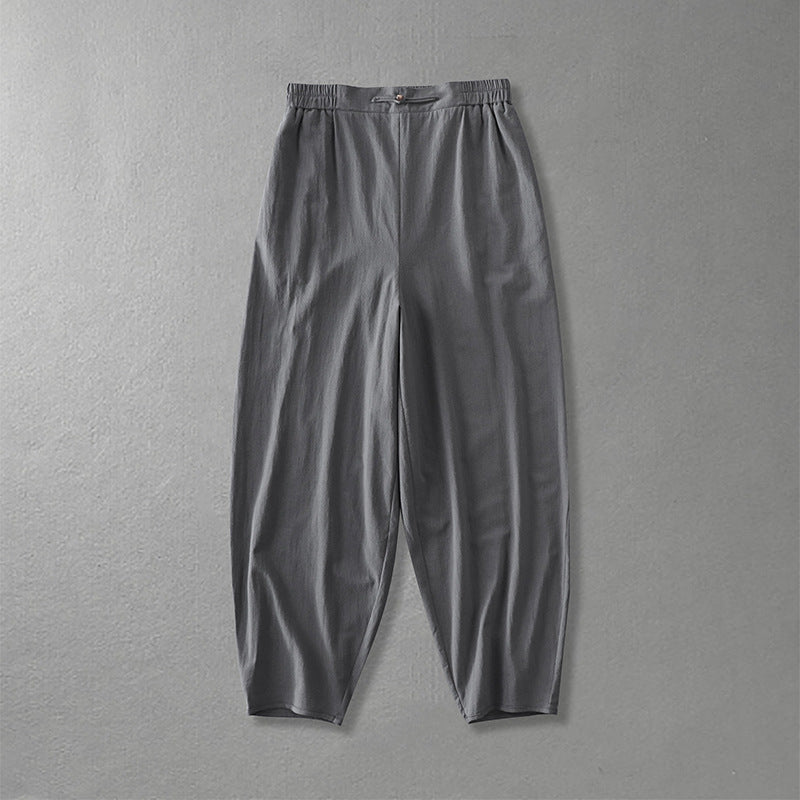 Women Casual Wide Harem Pants with Elastic Waistband and Tapered Ankles Chichicherry