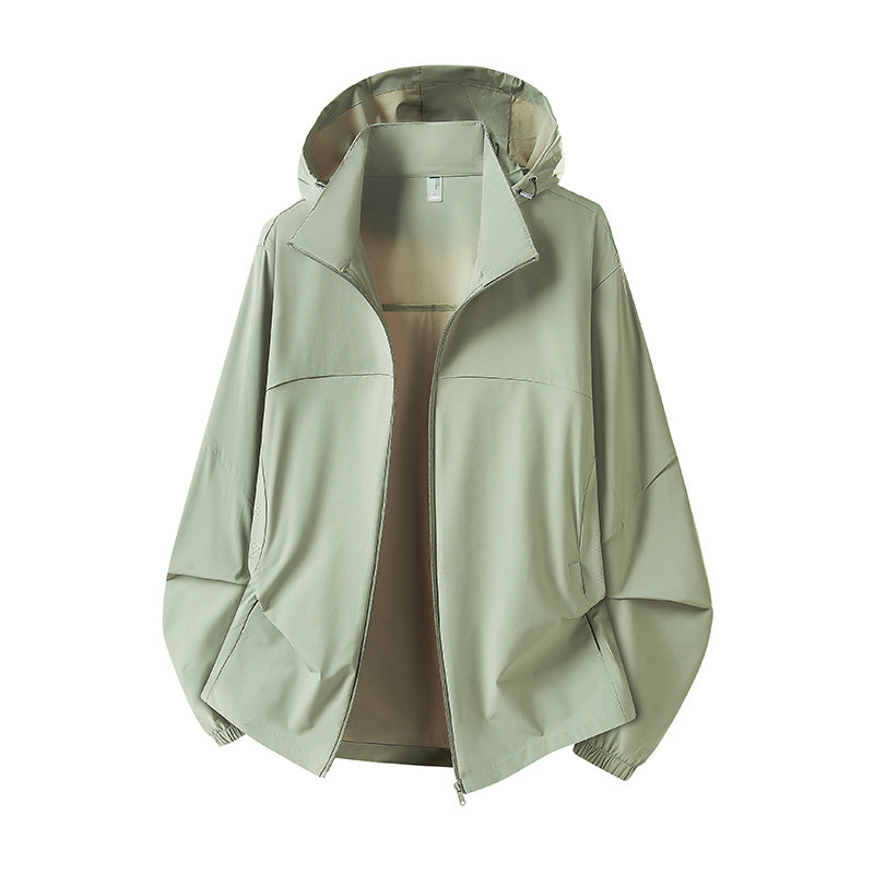 Men's Lightweight Hooded Rain Jacket with Breathable Softshell Material and Elastic Cuffs Chichicherry