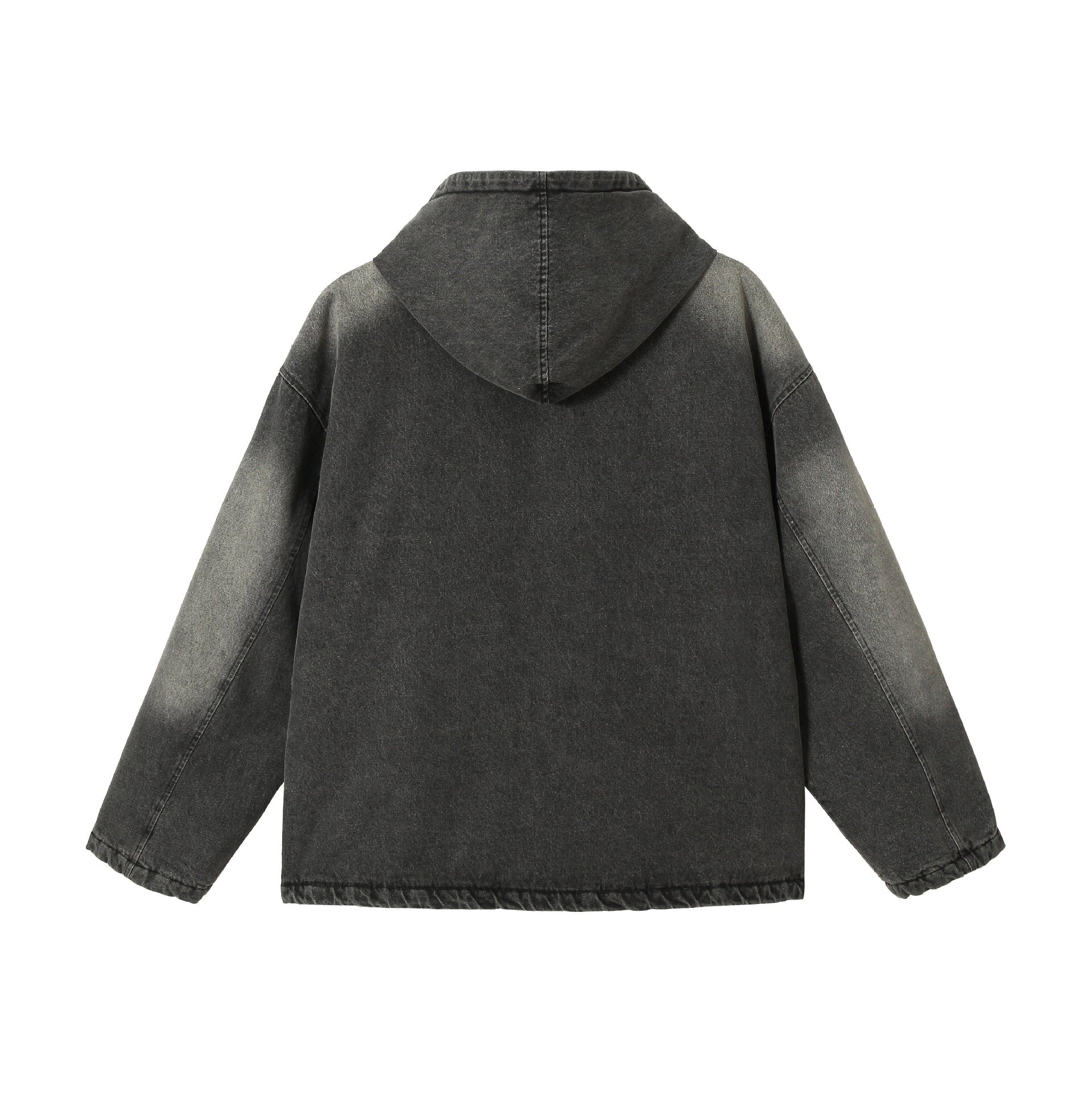 Men's Washed-Denim Hoodie in Oversized Look with Checked Lined Hood Chichicherry