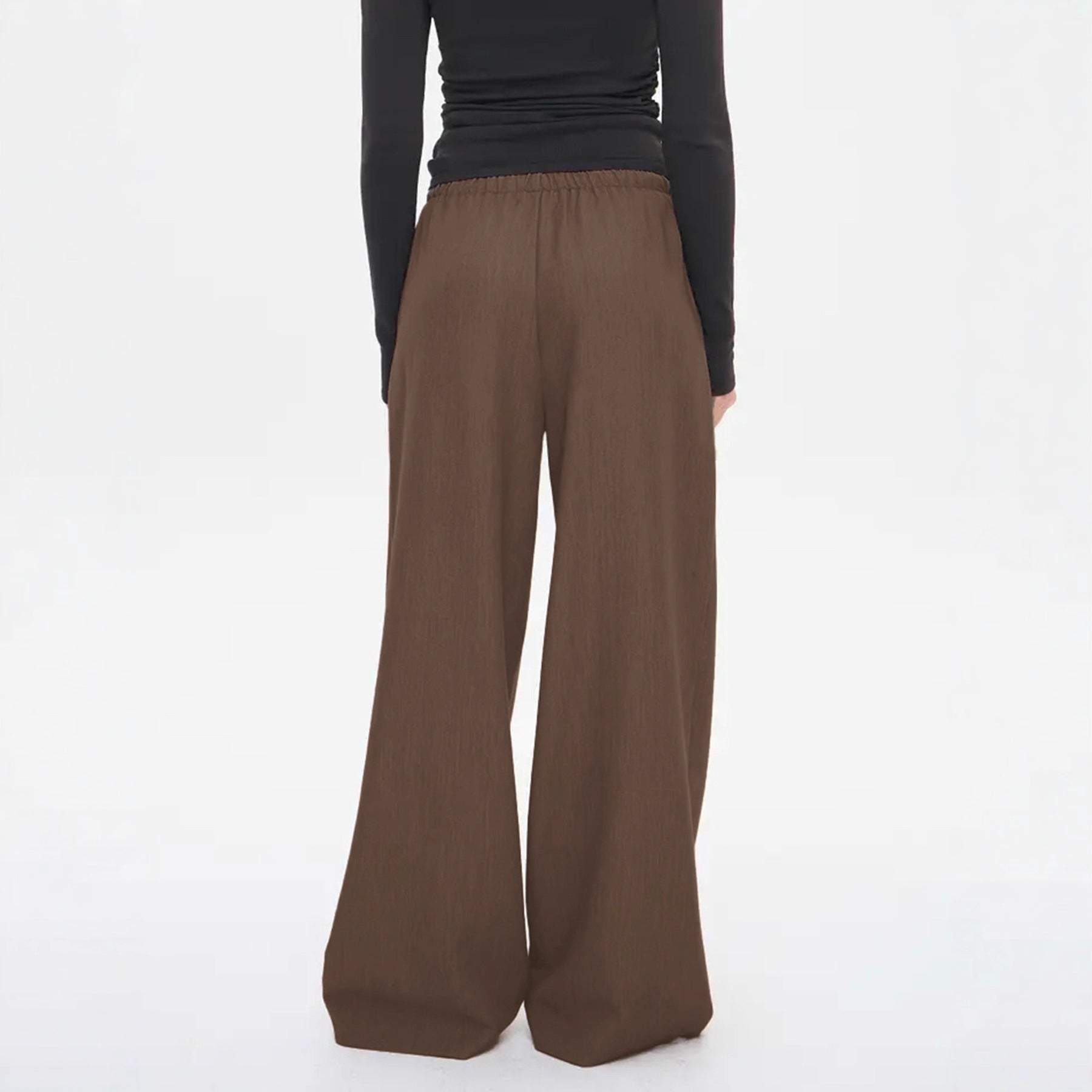 Women's Casual Palazzo Pants with Elastic Drawstring Waistband and Wide Leg