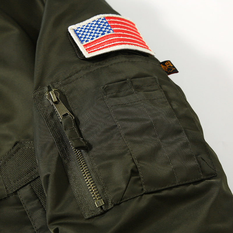 Men's bomber jacket with lambskin collar and utility pockets Chichicherry