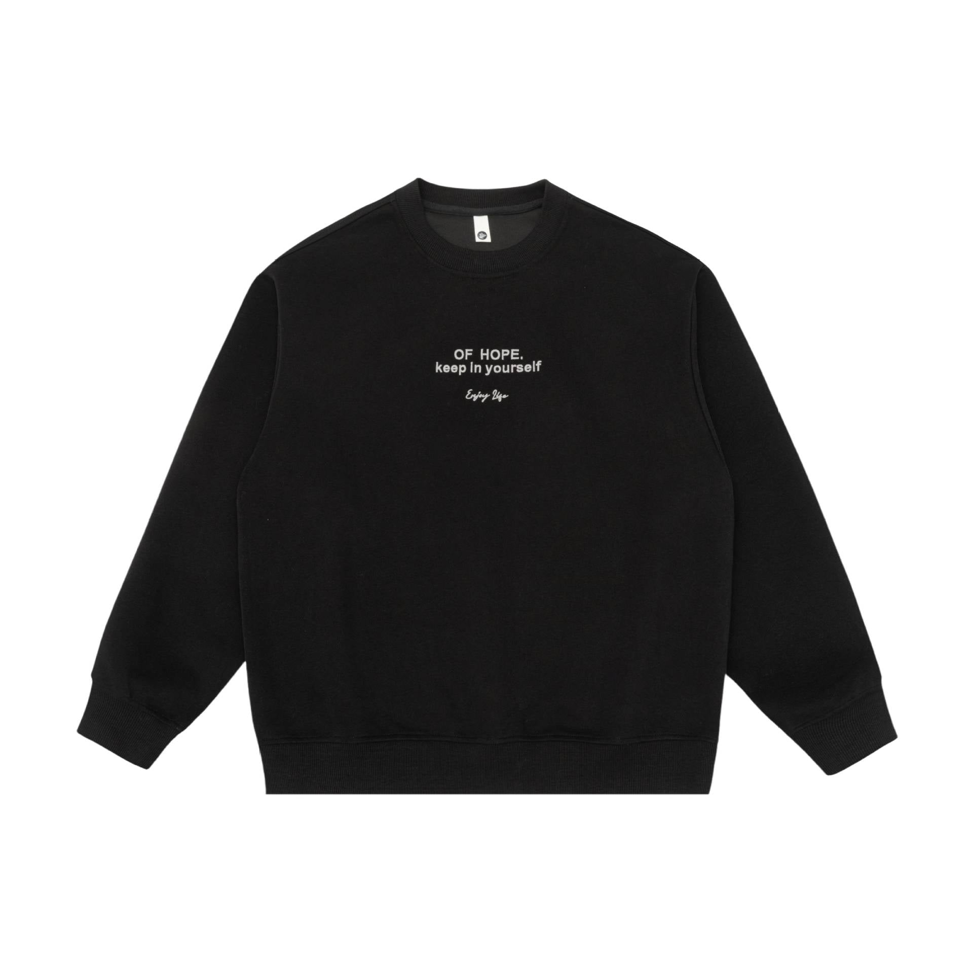 Unisex Oversize Round Neck Sweatshirt with Mini Statement Embroidery Chichicherry