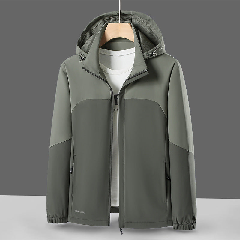 Men's Lightweight Softshell Windbreaker with Hood, Water-Repellent Membrane and Zipper Pockets Chichicherry