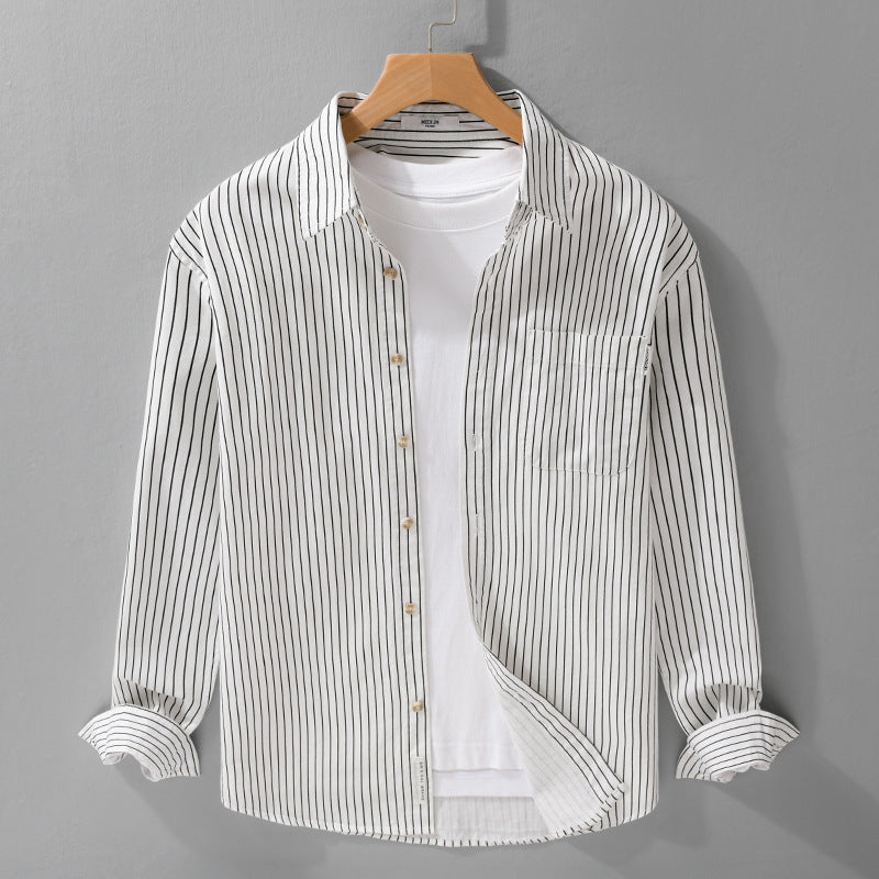 Men's Shirt Jackets-Cut with fine pinstripe and soft cotton blend Chichicherry