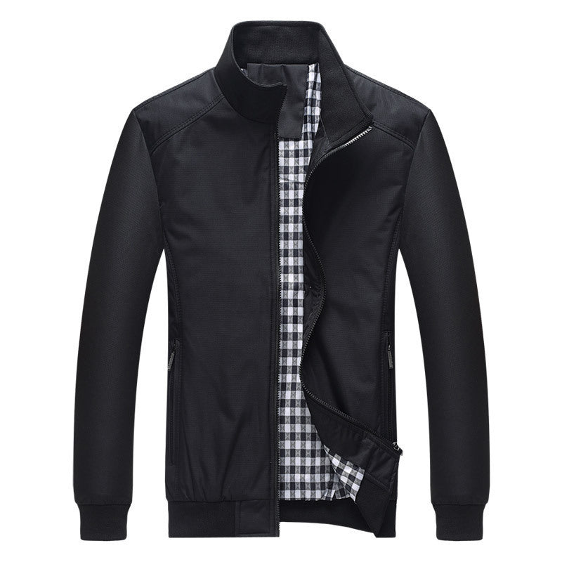 Men's lightweight zip jacket made from functional mix with stand-up collar and checked lining Chichicherry