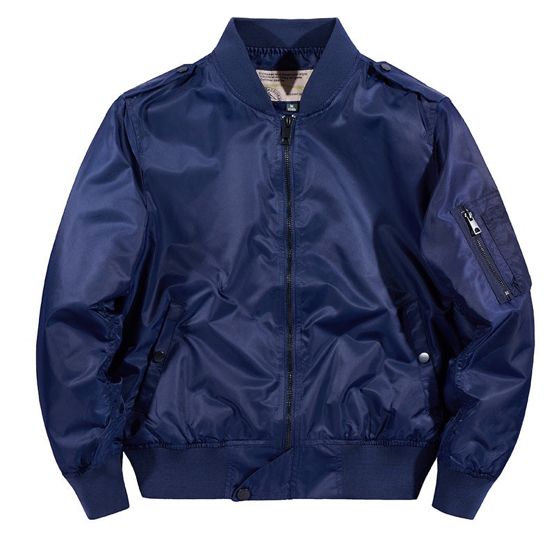 Men's Wind and Water Resistant Nylon Bomber Jacket with Ribbed Cuffs and Sleeve Pocket Chichicherry