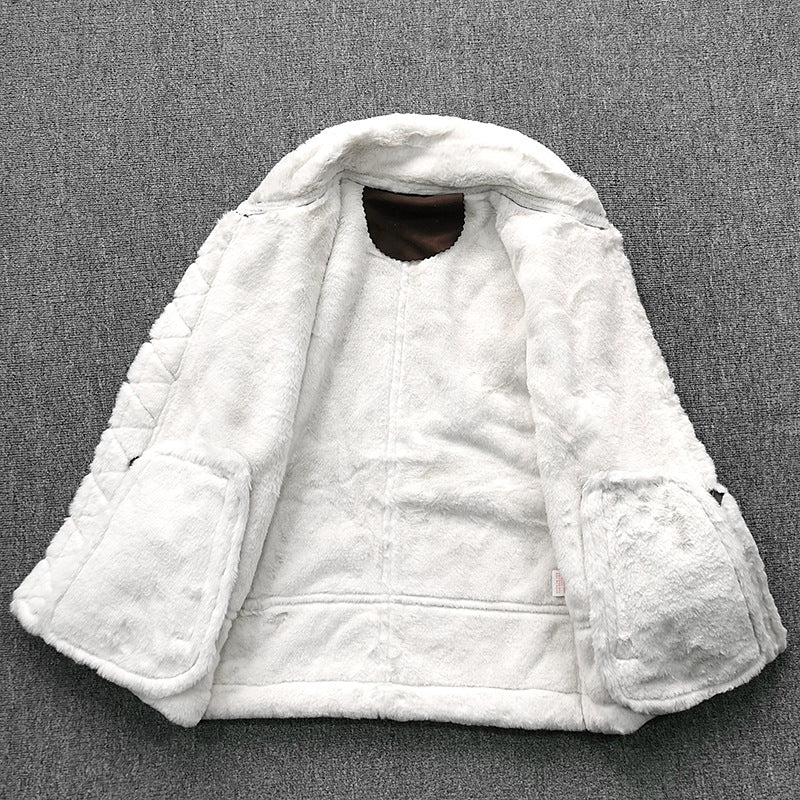 Men's padded pilot jacket made of suede leather imitation with teddy fur inner lining and zip Chichicherry