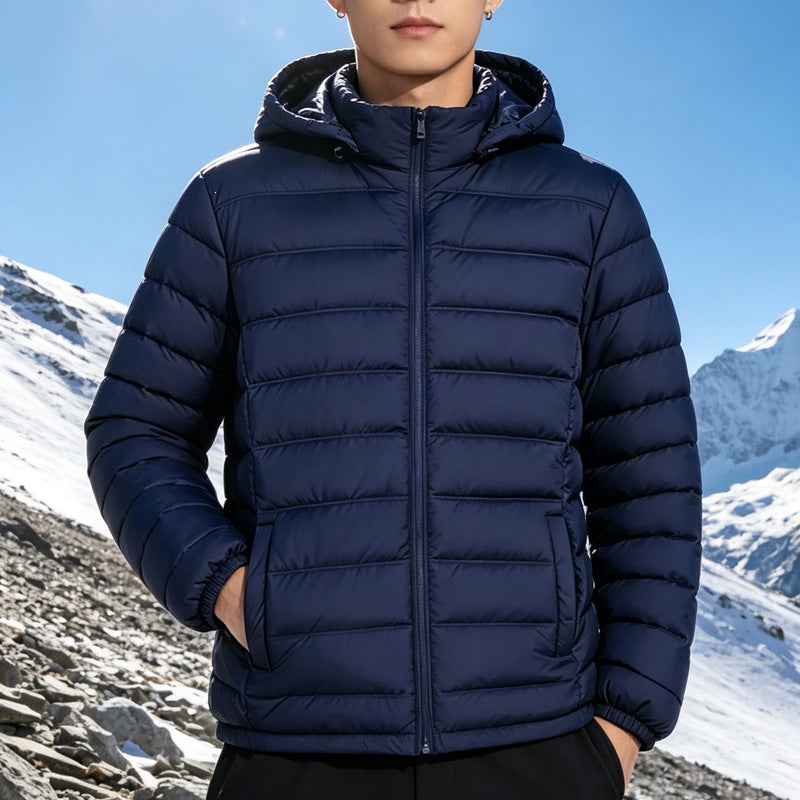Men's padded lightweight hooded quilted jacket with thermal filling and full-length zipper Chichicherry