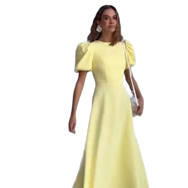Women’s midi dress with a tailored A-line and voluminous puff sleeves Chichicherry