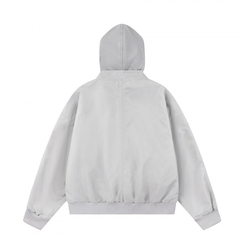 Unisex Oversize Hoodie Blouson Jacket with Ribbed Cuffs and Flap Pockets Chichicherry
