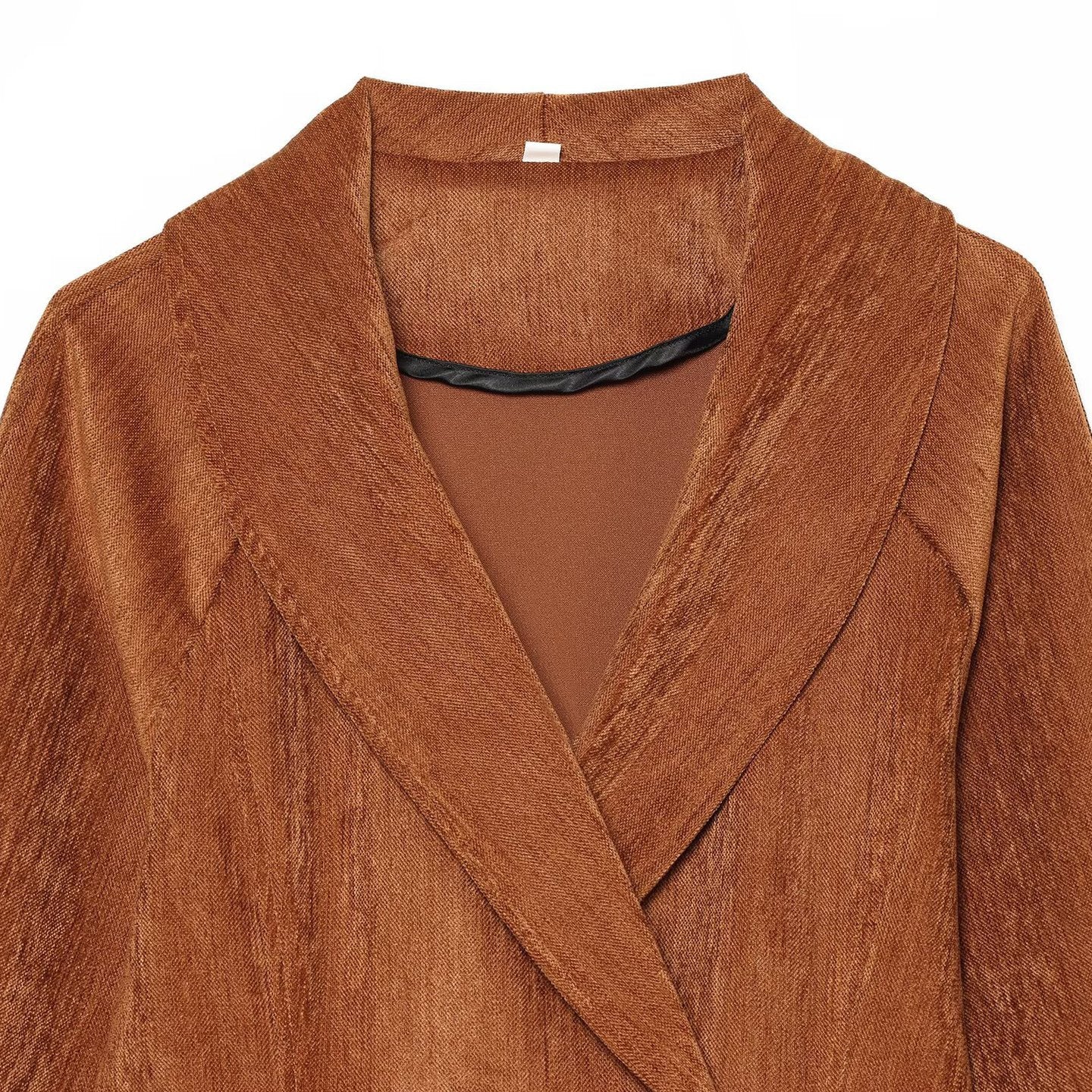 Women’s Short Blazer with Shawl Collar and Double-Breasted Button Placket Chichicherry