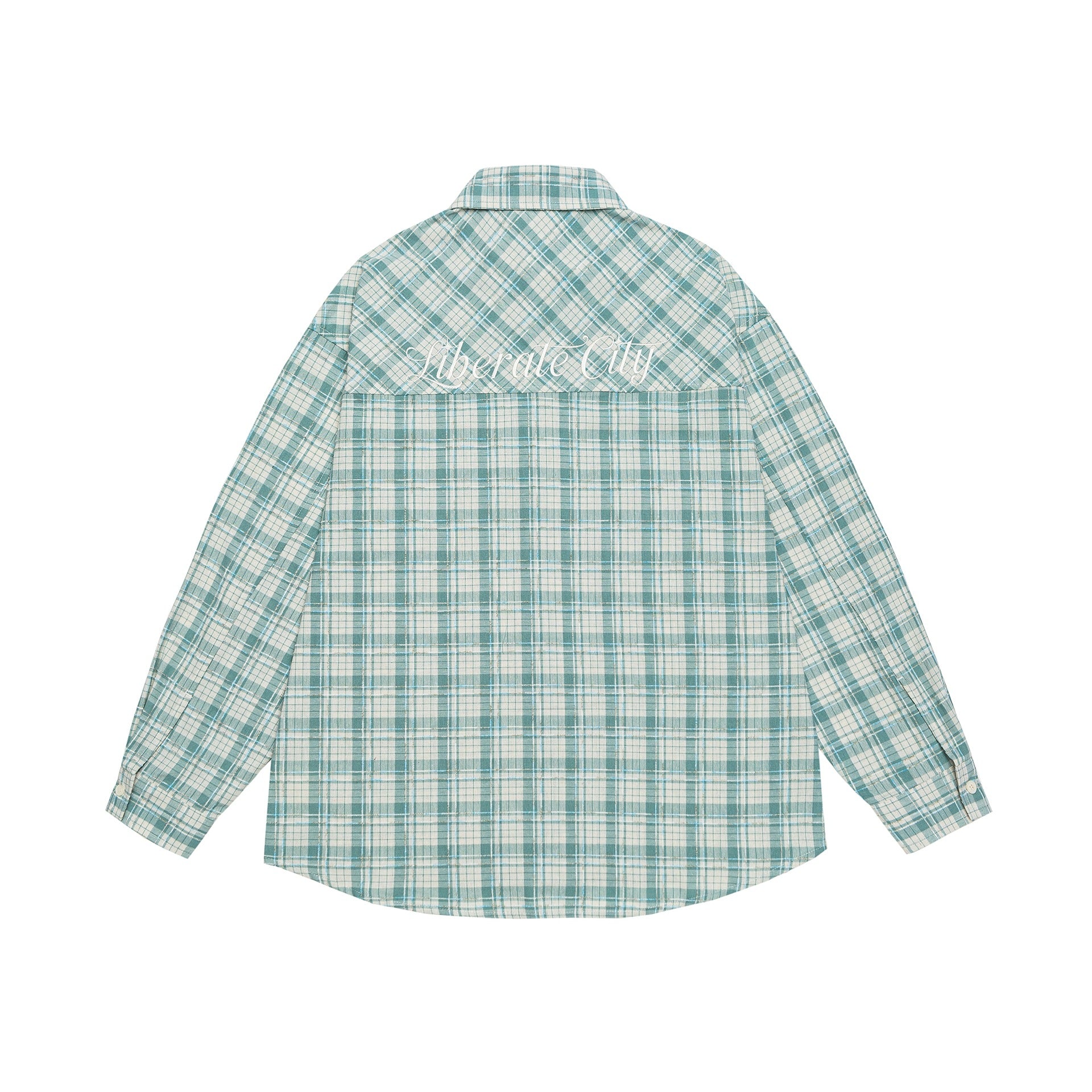 Unisex Oversize Shirt Jacket in checkered cotton look with rounded hem and breast pocket Chichicherry