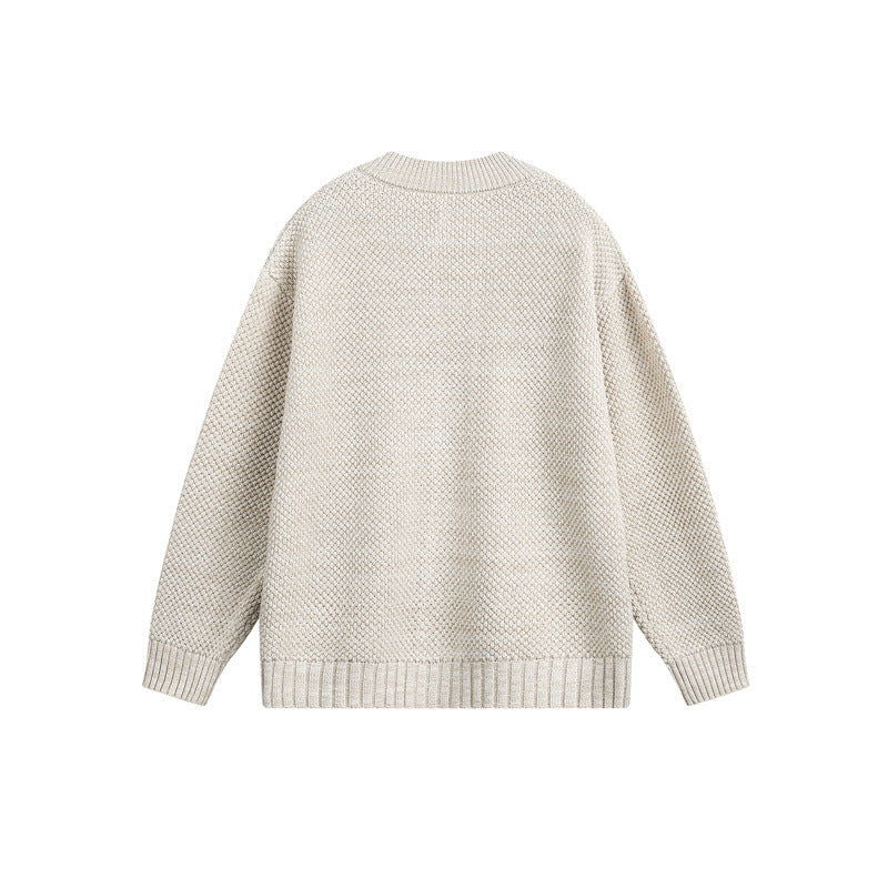 Women's Structured Oversized Knit Cardigan with Round Neck and Full Button Placket Chichicherry
