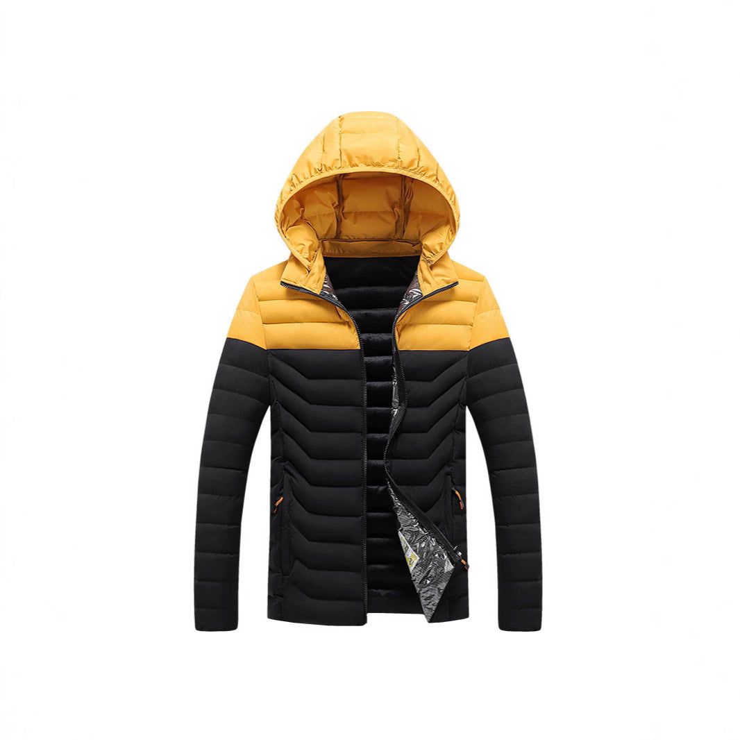 Men's ultra-light quilted hooded jacket with chevron quilting, windproof outer layer and thermal lining Chichicherry