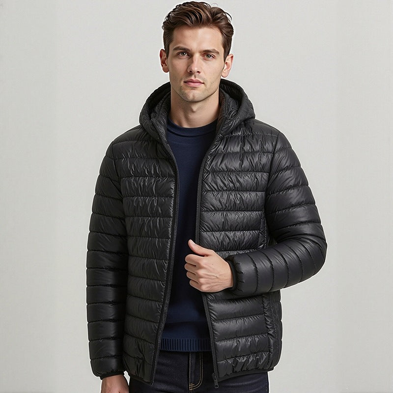 Men's Packable Minimalist Quilted Hooded Jacket with Water-Repellent Outer Layer & Thermofiber Chichicherry