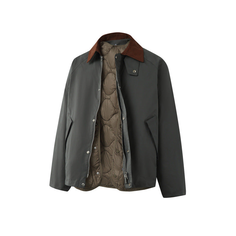 Men's Boxy Field Jacket with detachable padded inner vest and cord collar Chichicherry