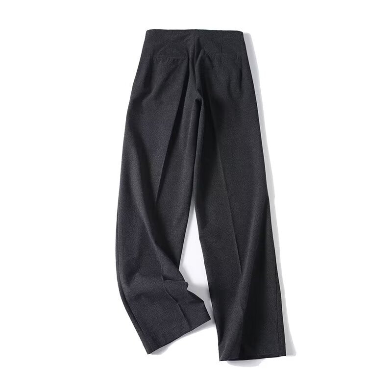 Women's High-Waisted Pleated Trousers with Wide Leg and Classic Tailoring Chichicherry