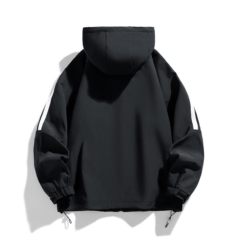 Unisex sporty-urban hooded windbreaker with contrast stripes Chichicherry