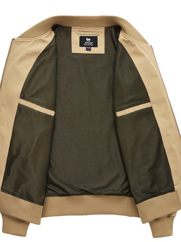 Men's light canvas bomber jacket with hidden arm pocket and ribbed hem Chichicherry