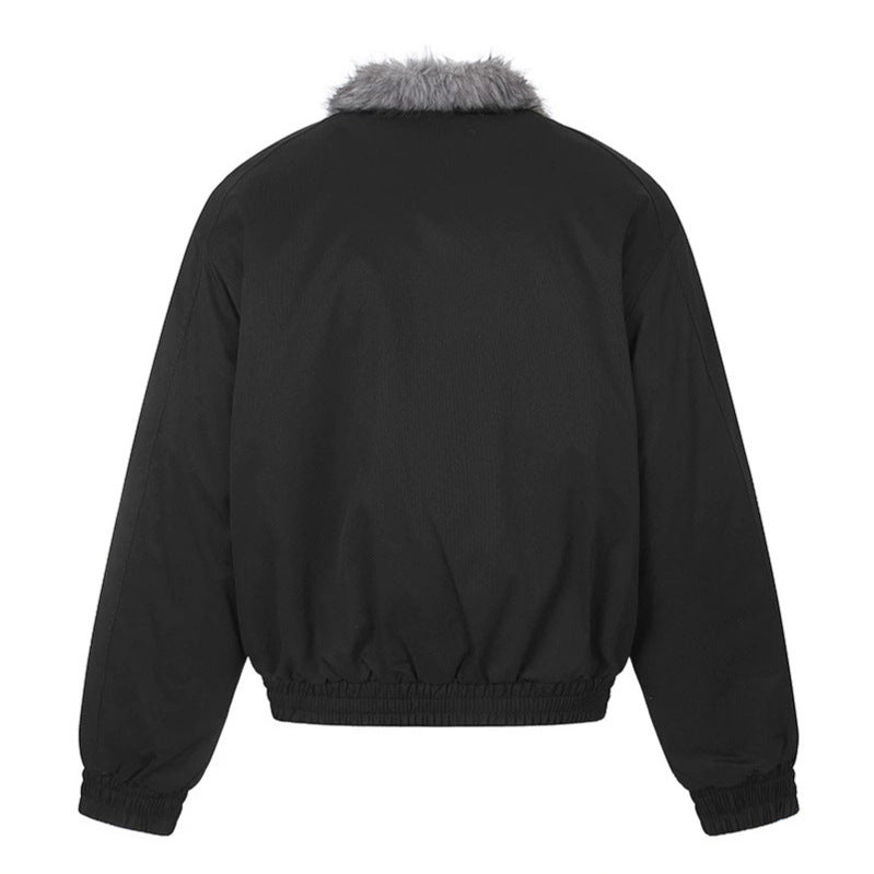 Women’s cropped bomber jacket with faux fur collar and elastic waistband Chichicherry