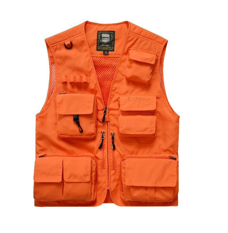 Men's multifunctional utility vest with numerous pockets and mesh back Chichicherry