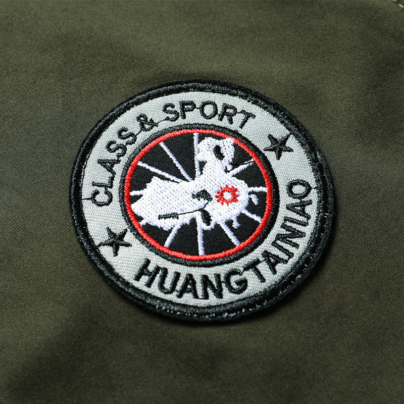 Men's Canvas Field Jacket in Bomber Style with Stand-up Collar, Flap Pockets and Elastic Cuffs Chichicherry