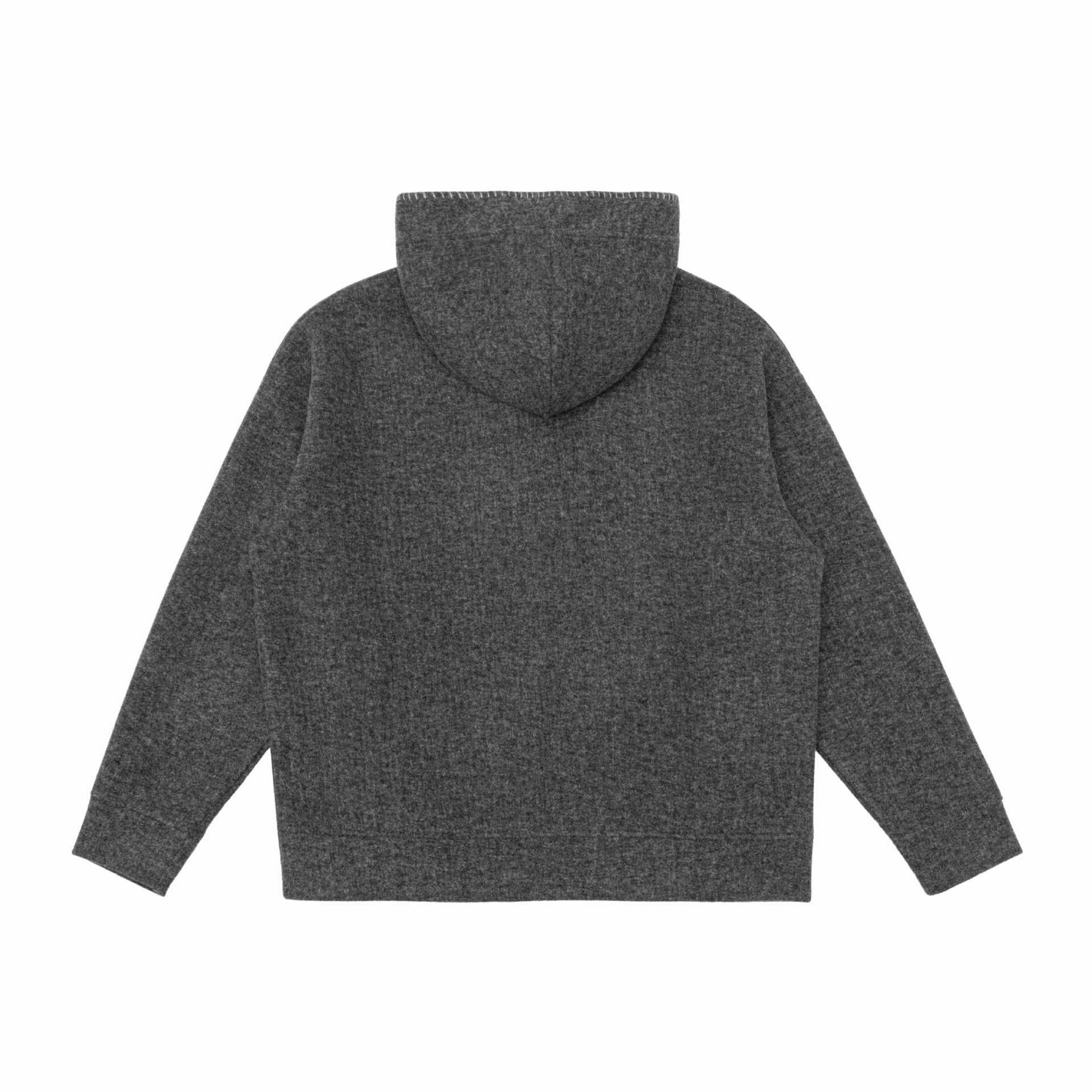 Unisex hoodie made of wool fleece with half button placket and kangaroo pocket Chichicherry