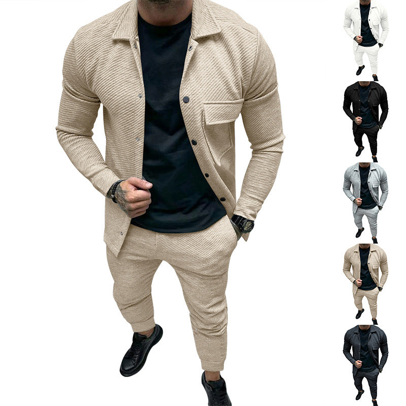 Men's Structured Jersey Leisure Set with Overshirt and Tapered Jogging Pants Chichicherry