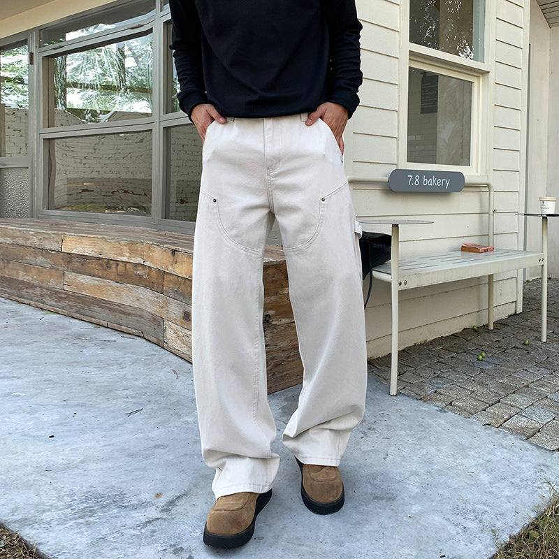 Men's Wide Work Pants with Large Cargo Pockets Chichicherry