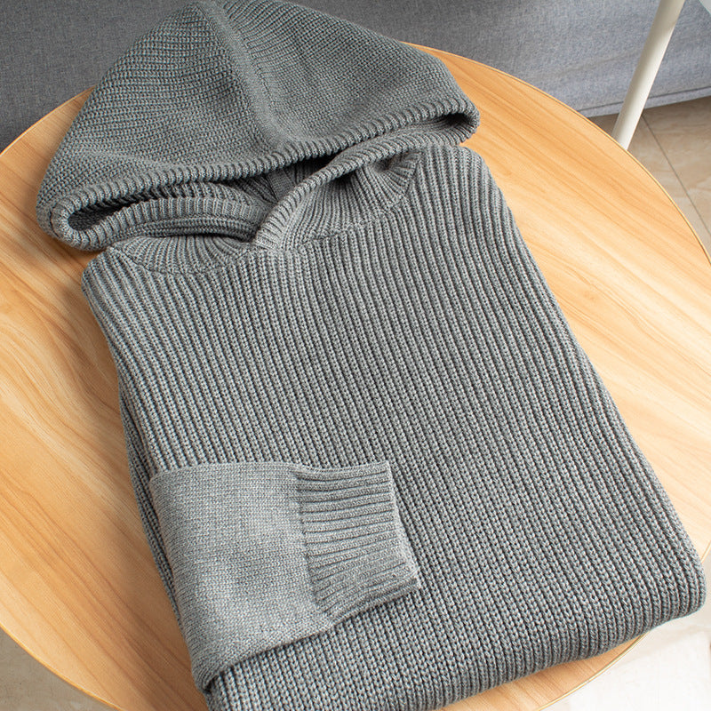 Herren Grobgerippter Kapuzenpullover mit glatten Ärmeln und geripptem Saum Chichicherry