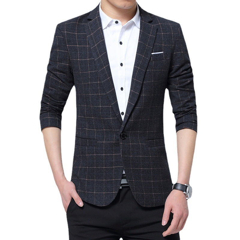Men's Checked Slim-Fit Blazer in Business-Casual Style Chichicherry